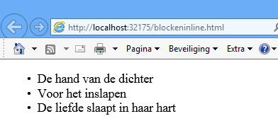 li elementen zijn standaard block